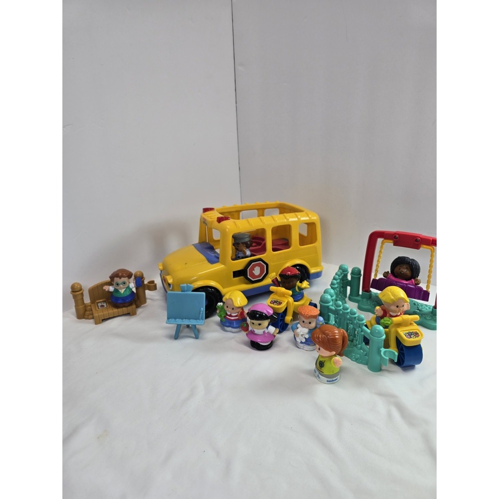 Fisher Price Little People School Bus Playground Figures Tricycles Large Lot